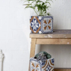 ESSCHERT DESIGN Portugiesischer Kacheln Blumentopf -Saemereien portugiesischer kacheln blumentopf3